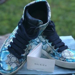 Bloom blue coated high top Gucci sneakers